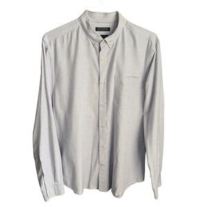 Banana Republic Grant Fit Blue White Stripe Oxford Shirt Men’s L Classic Preppy